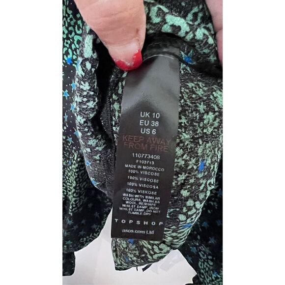 Top Shop Green black flowing bolero tie blouse size 6 new with tags - Picture 8 of 12